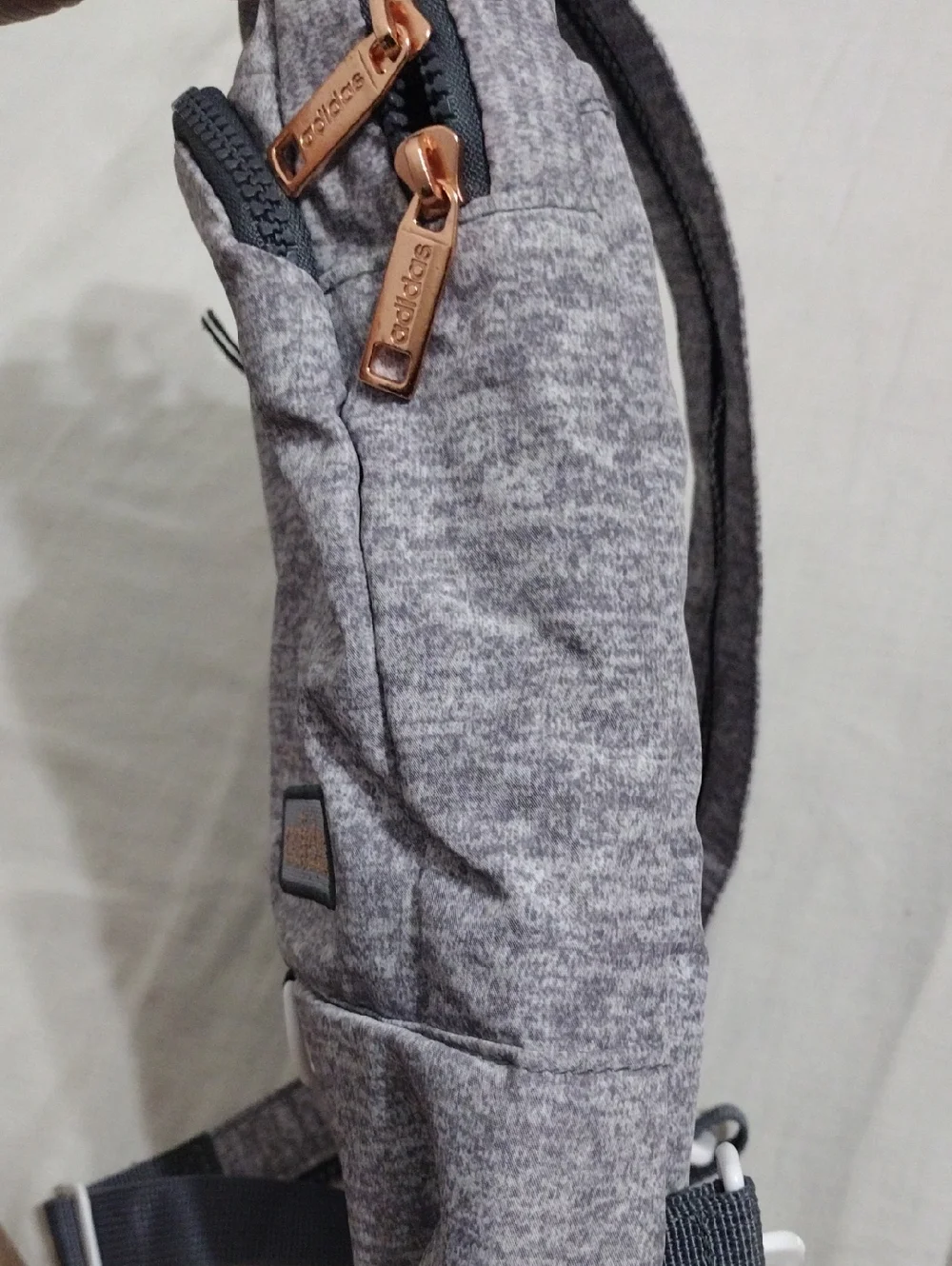Adidas Convertible Sling Backpack Gray Jersey Rose Gold Athleisure Travel Bag - Picture 16 of 16